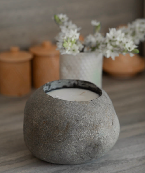 נר אבן טבעית BALI-51 candle Blue Mykonos
