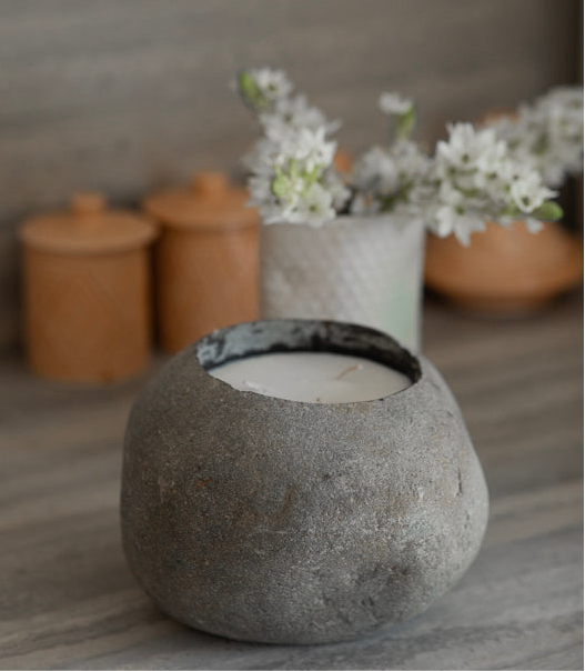 נר אבן טבעית BALI-51 candle Blue Mykonos